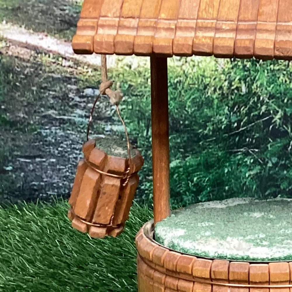 Vintage Wishing Well Planter Wooden Table Top